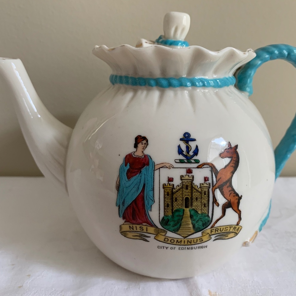 W. H. Goss Crested China Teapot with Scotland Emblem